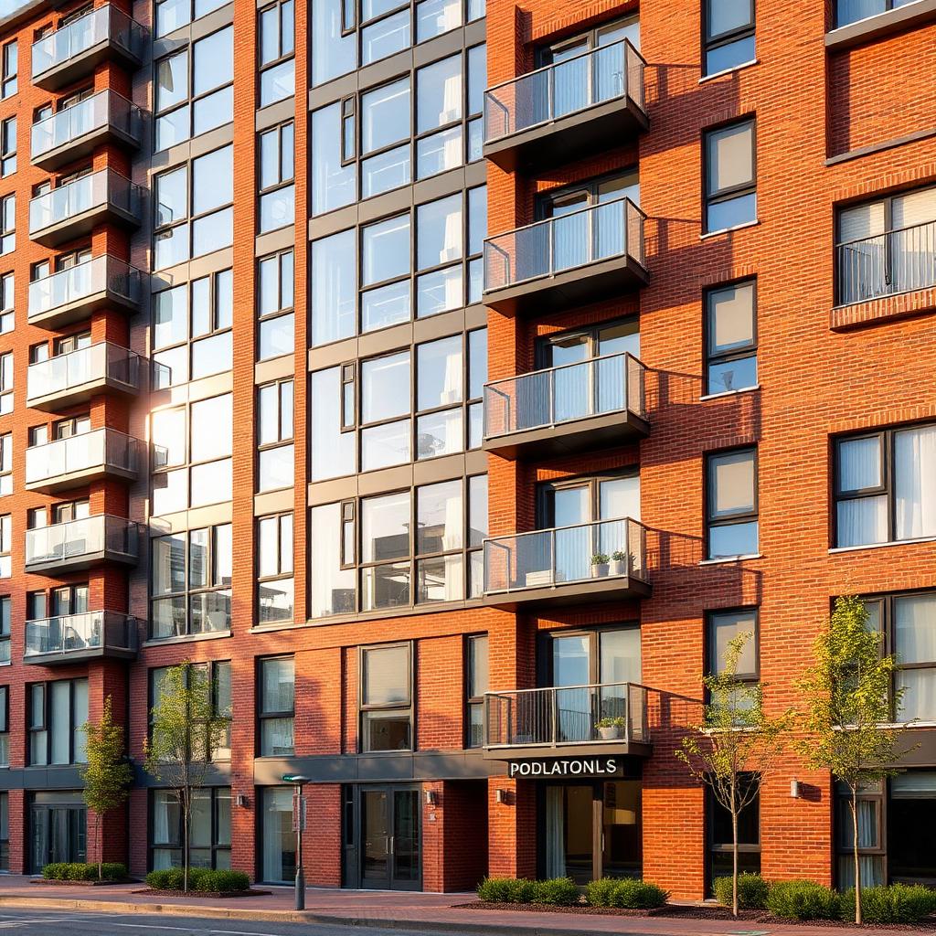 Contemporary red-brick apartment building in Birmingham city centre